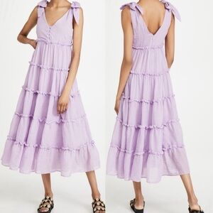 English Factory Lavender Purple Tiered Maxi Dress Flowy Boho Cotton lilac XS